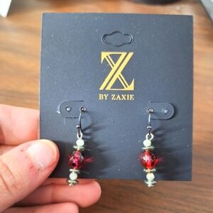 Zaxie dangling earrings red and silver